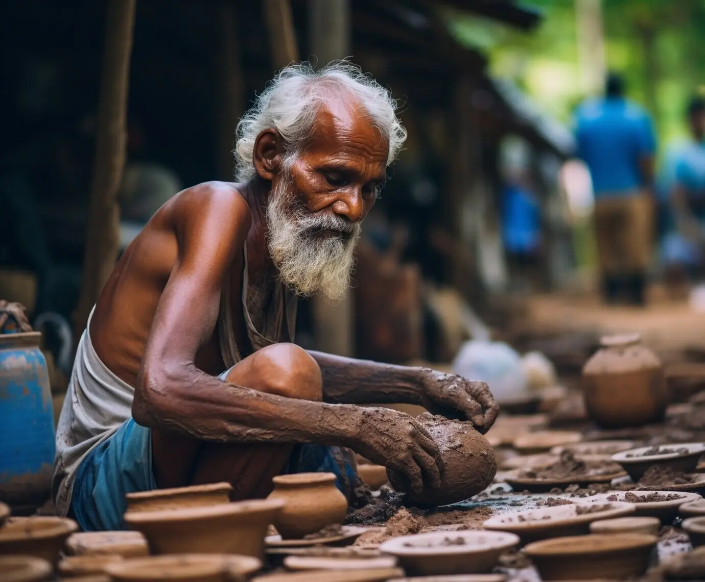 Портрет мужчины из Индии на базаре.